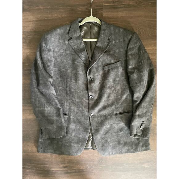 Oscar de la Renta Other - Oscar De La Renta Vintage Men’s Blazer Suit Jacket Wool Plaid Size 48r Gray